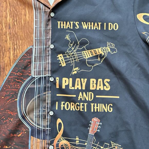 Hawaiian Shirts Men 4XL Musician Bass Guitar Band Artist Short Sleeve All Over - Picture 6 of 9